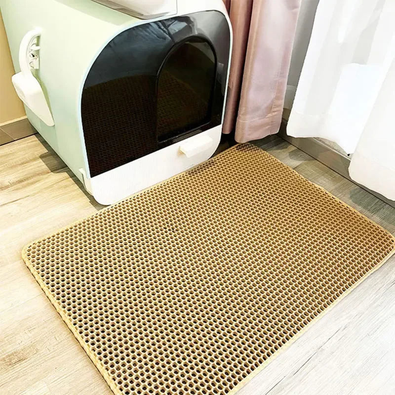 Non-Slip Double Layer Cat Litter Mat – Waterproof & Large