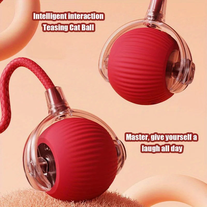 Rechargeable Smart Cat Ball – Interactive Electric Rolling Toy with Faux Tail for Cats & Dogs