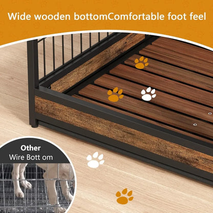 Large Wooden Dog Crate with Drawer – Heavy-Duty Indoor Cage