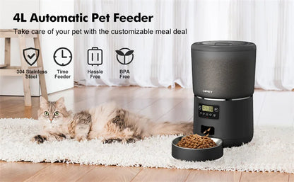 NPET 4L Smart Automatic Pet Feeder with Stainless Steel Bowl