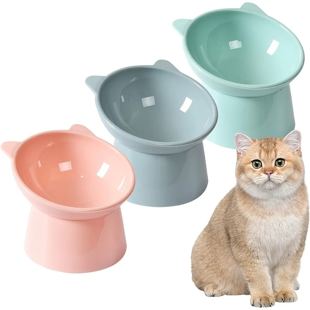 Elevated Cat Bowl Set – Raised Anti-Slip Feeder with Cat-Ear Design for Indoor Cats