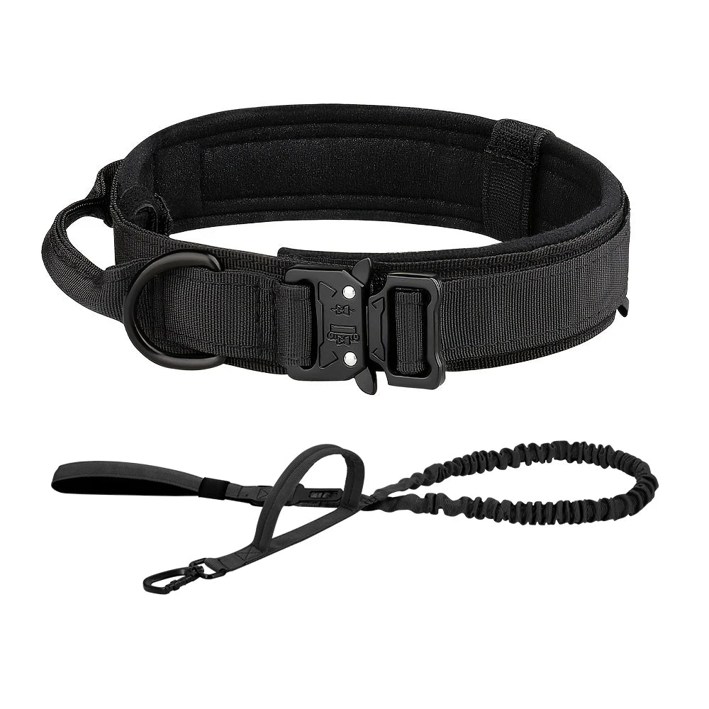 Tactical Dog Collar & Leash Set – Adjustable Training Collar with Control Handle