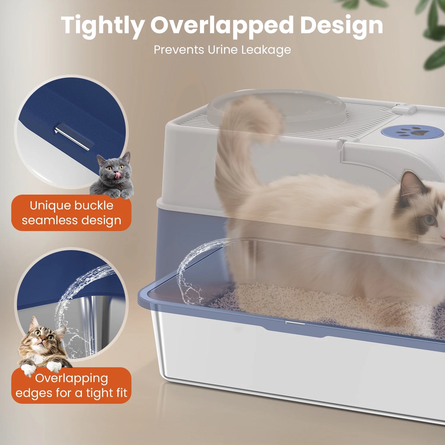 Stainless Steel Cat Litter Box – Non-Stick, Odor Control with Lid & Scoop
