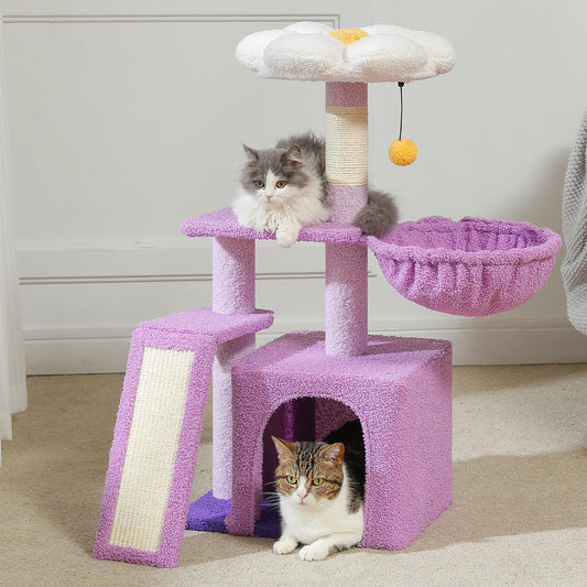 Cat Tree Tower – Cozy Condo, Wide Perch & Sisal Scratching Posts with Plush & Toy