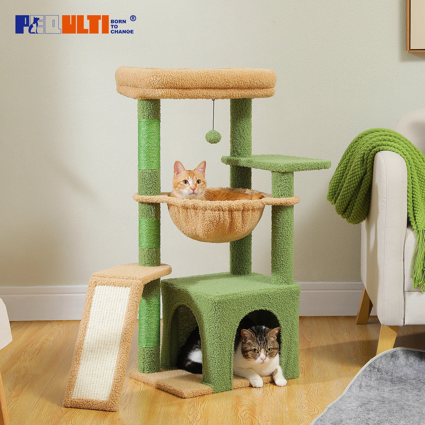Cat Tree Tower – Cozy Condo, Wide Perch & Sisal Scratching Posts with Plush & Toy