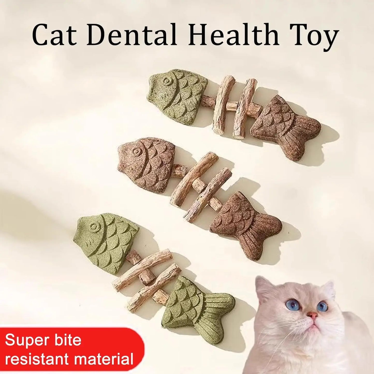 Fishbone Cat Chew Toy – Bite-Resistant Dental Toy for Cats