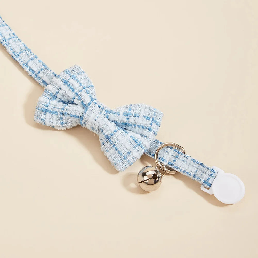 Adjustable Bow Tie Pet Collar with Bell for Cats & Small Dogs