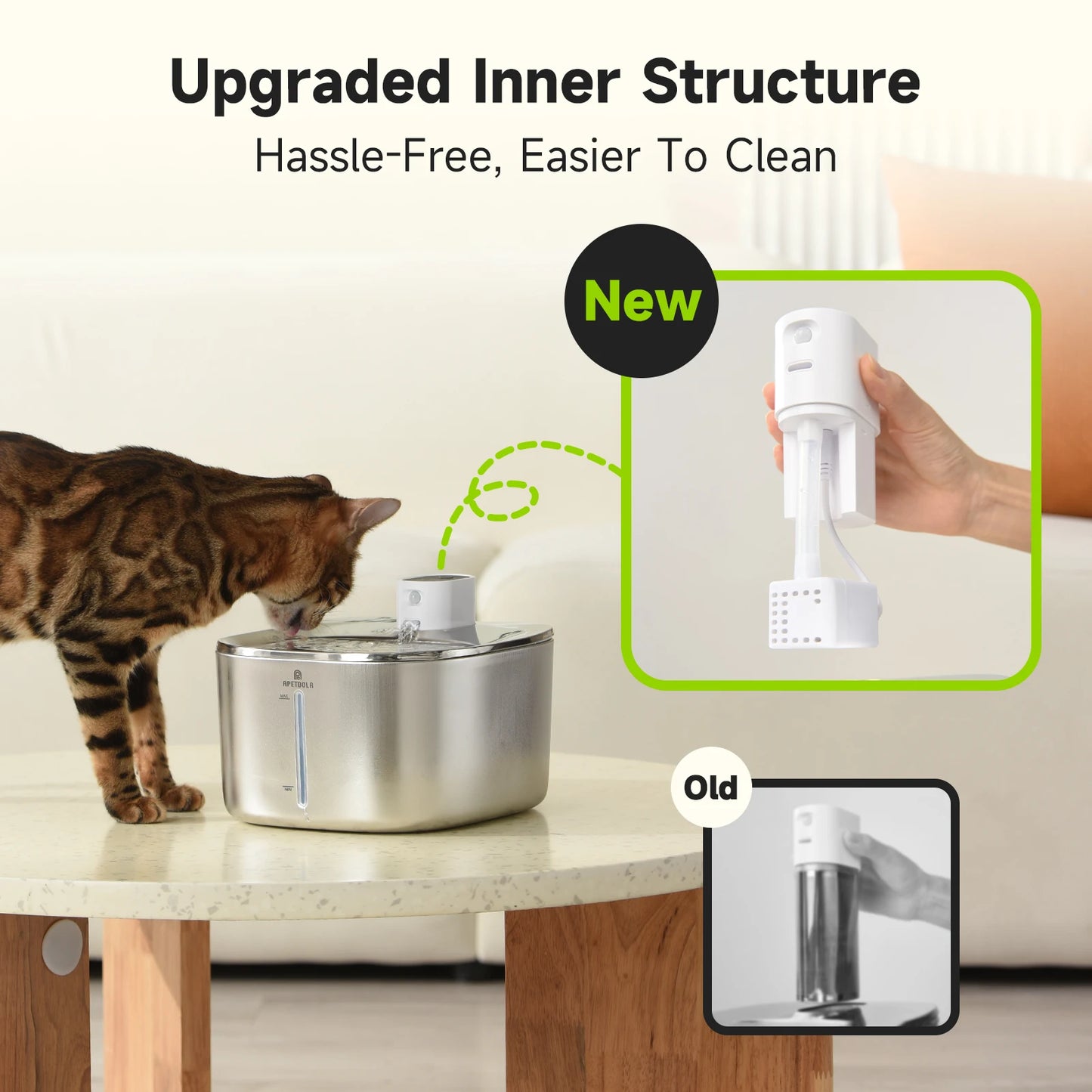 APETDOLA 4L Wireless Pet Water Fountain – Automatic Sensor Drinking Dispenser for Cats & Dogs
