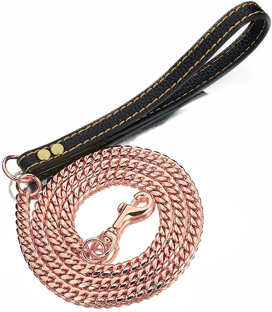 Gold Stainless Steel Cuban Link Dog Chain Collar – Heavy Duty Training & Walking Collar