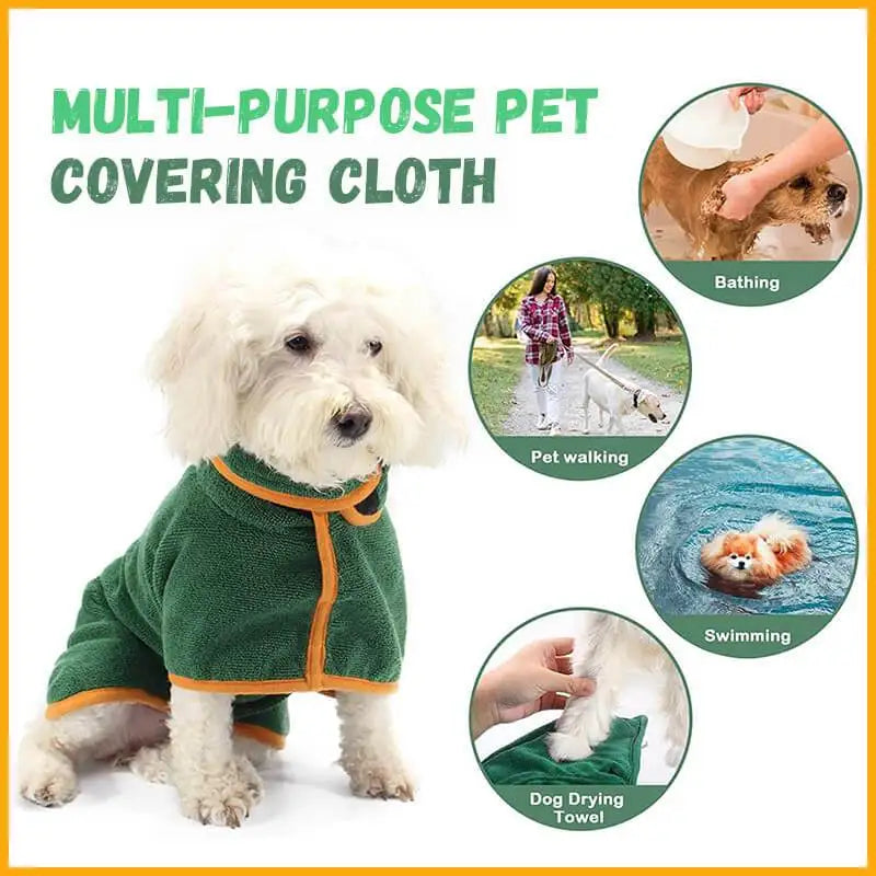 Microfiber Pet Bathrobe – Fast-Drying Absorbent Towel Coat for Dogs
