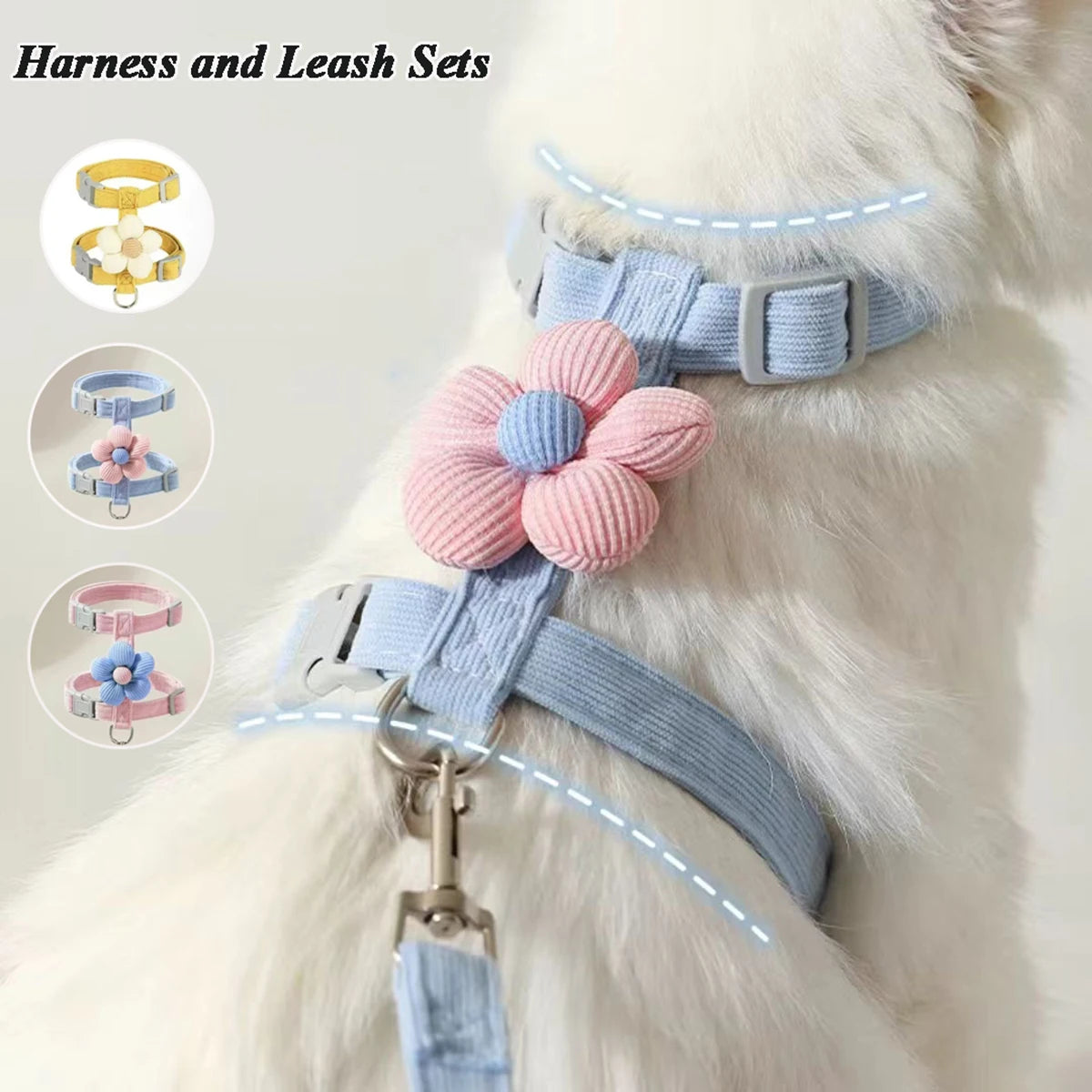 Adjustable Pet Harness & Leash Set – Breathable Walking Vest for Cats & Small Dogs