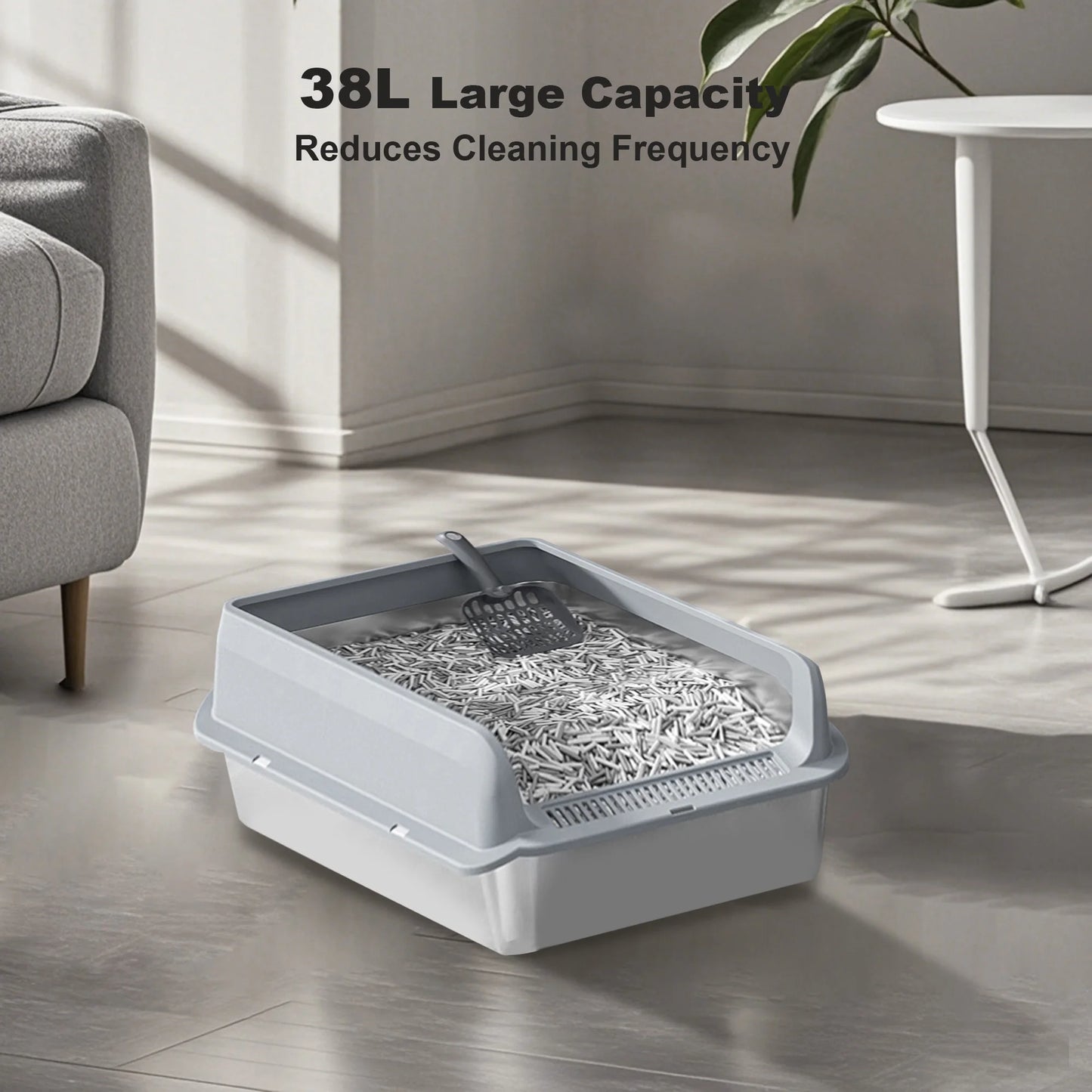 Stainless Steel Cat Litter Box with Lid – High Sided, Leakproof