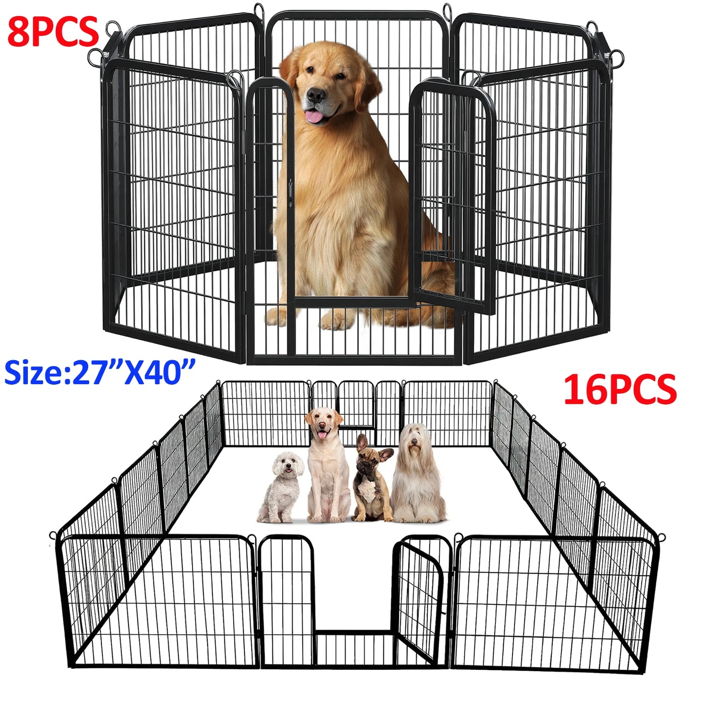 Foldable Metal Dog Playpen with Door – Indoor & Outdoor Puppy Fence