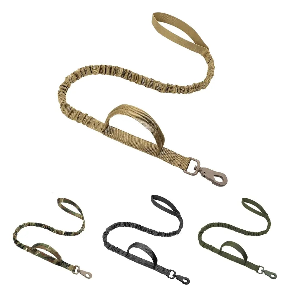Adjustable Tactical Dog Leash with Dual Handles – Elastic Quick Release Training Lead