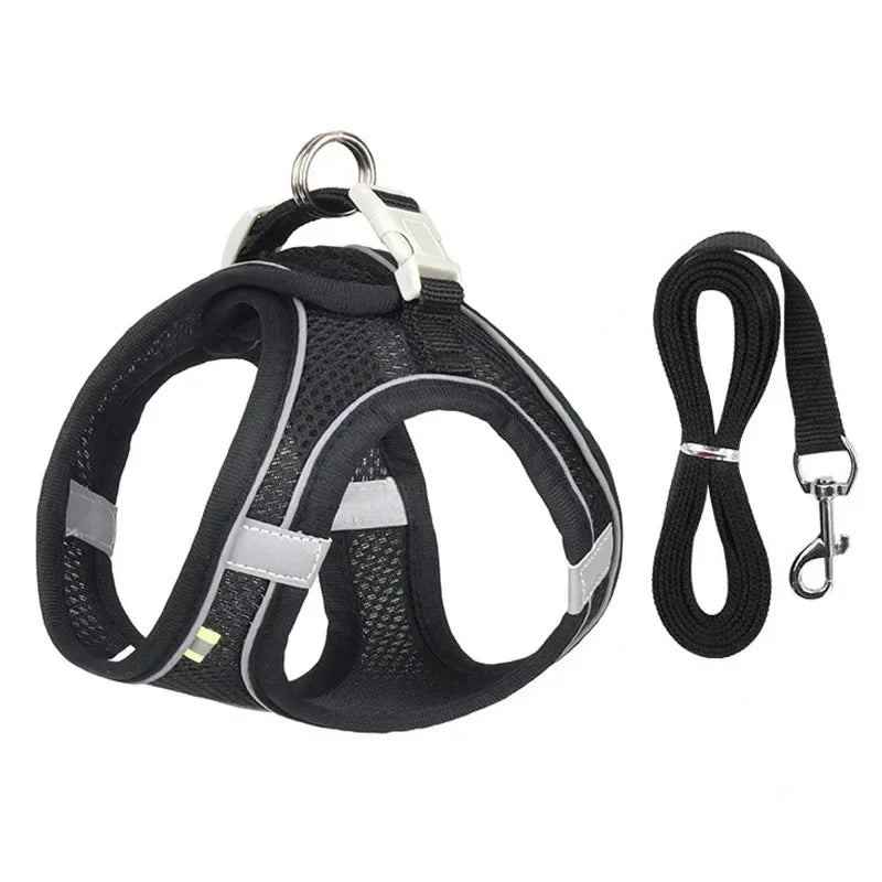 Breathable Pet Harness & Leash Set – Adjustable Safety Vest for Dogs & Cats