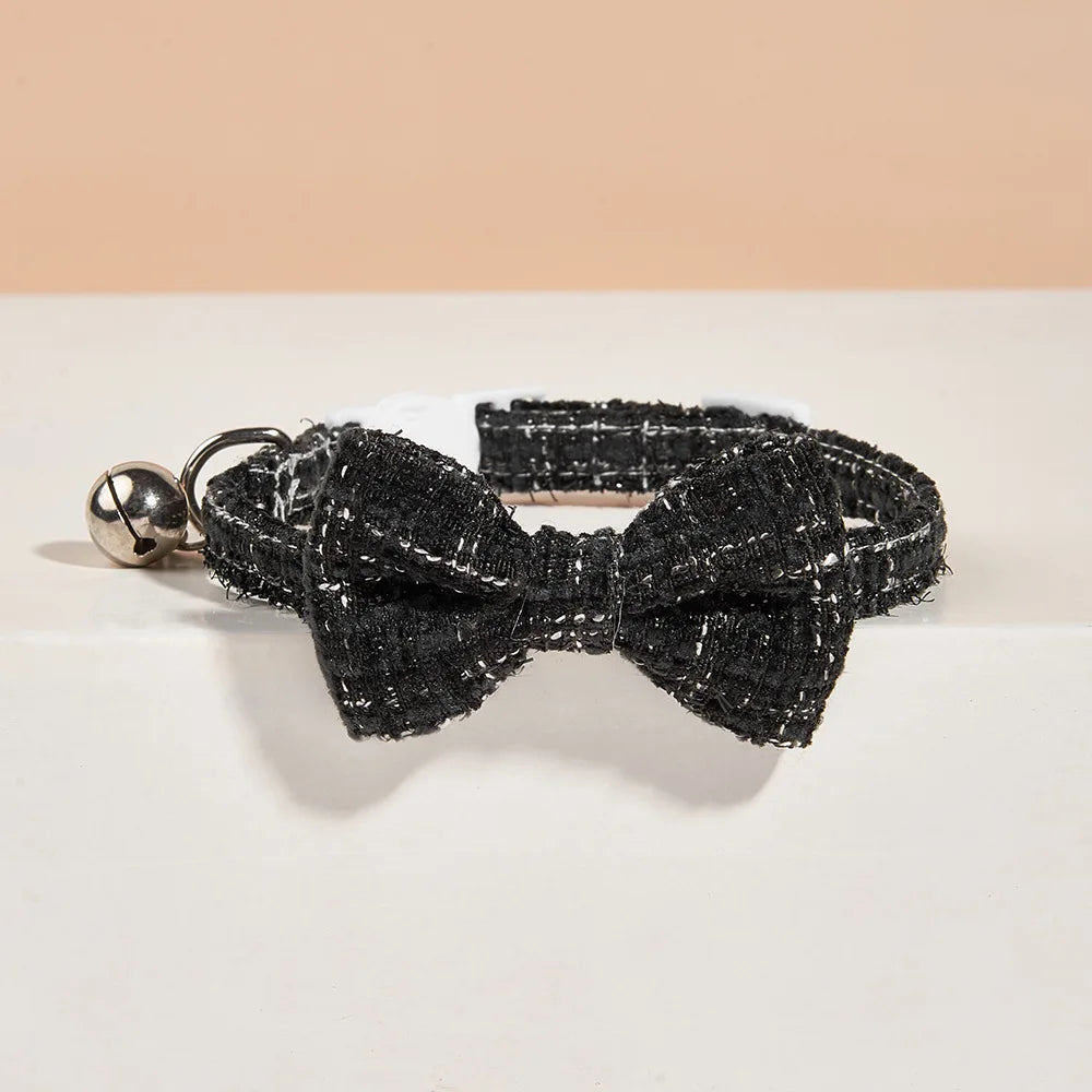 Adjustable Bow Tie Pet Collar with Bell for Cats & Small Dogs