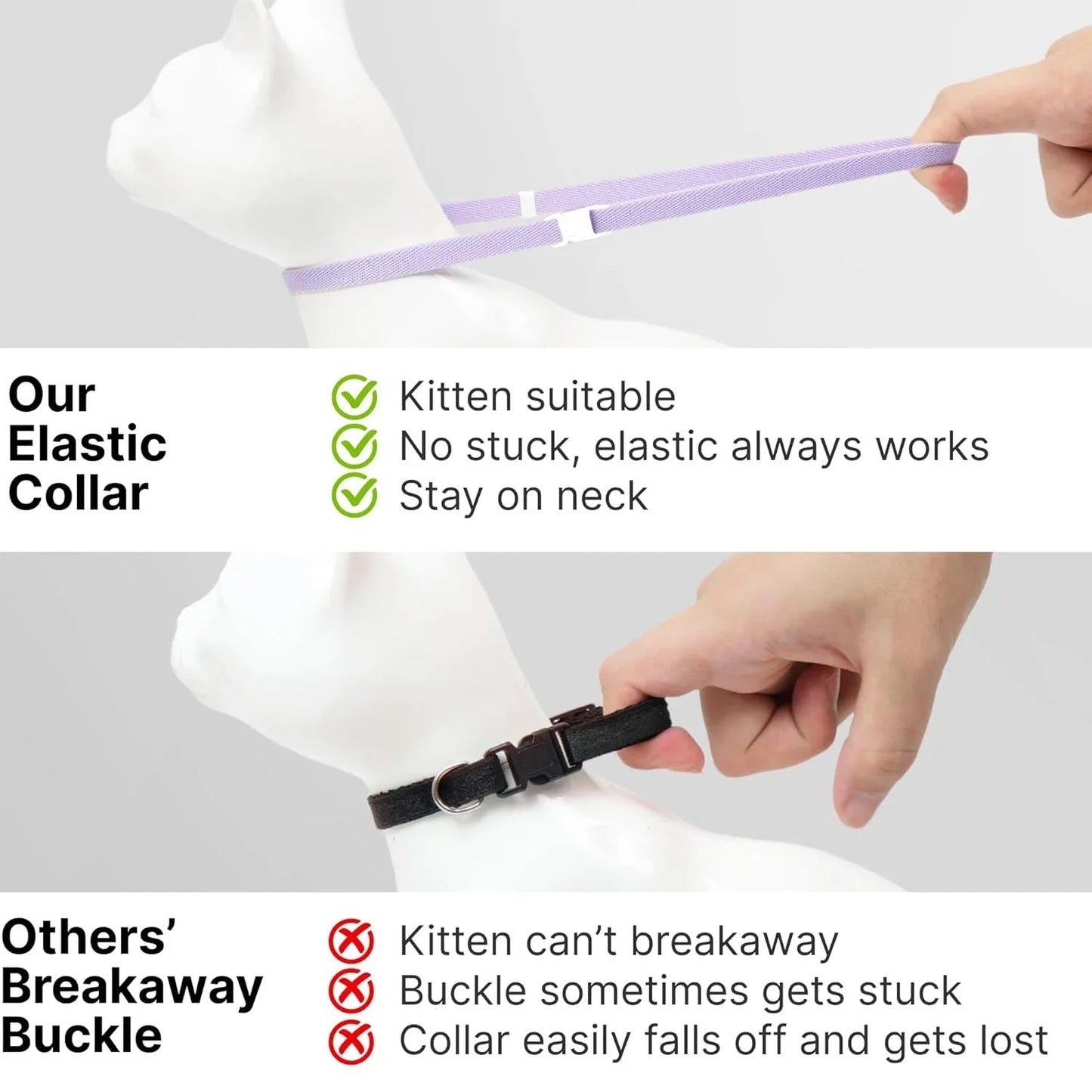 Elastic Safety Pet Collar – Adjustable Lightweight Collar for Cats & Small Dogs