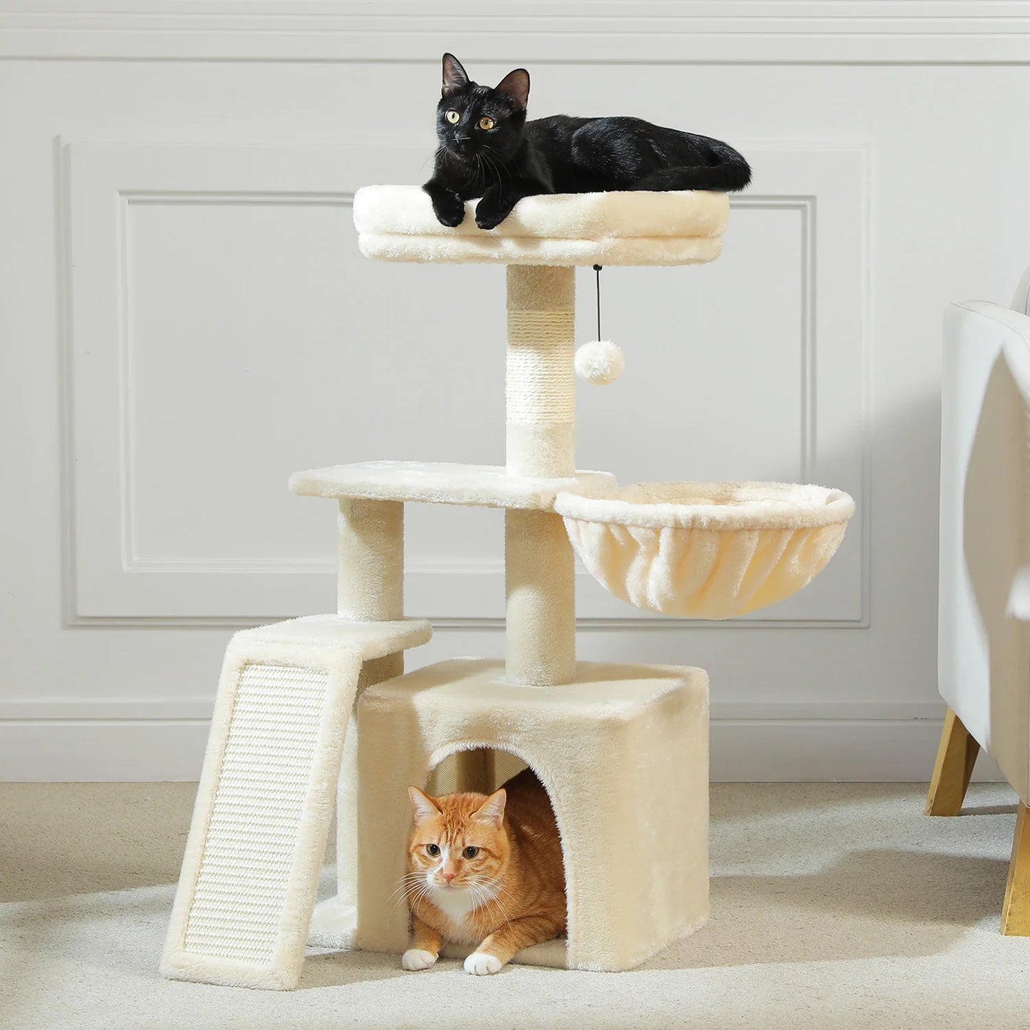 Cat Tree Tower – Cozy Condo, Wide Perch & Sisal Scratching Posts with Plush & Toy