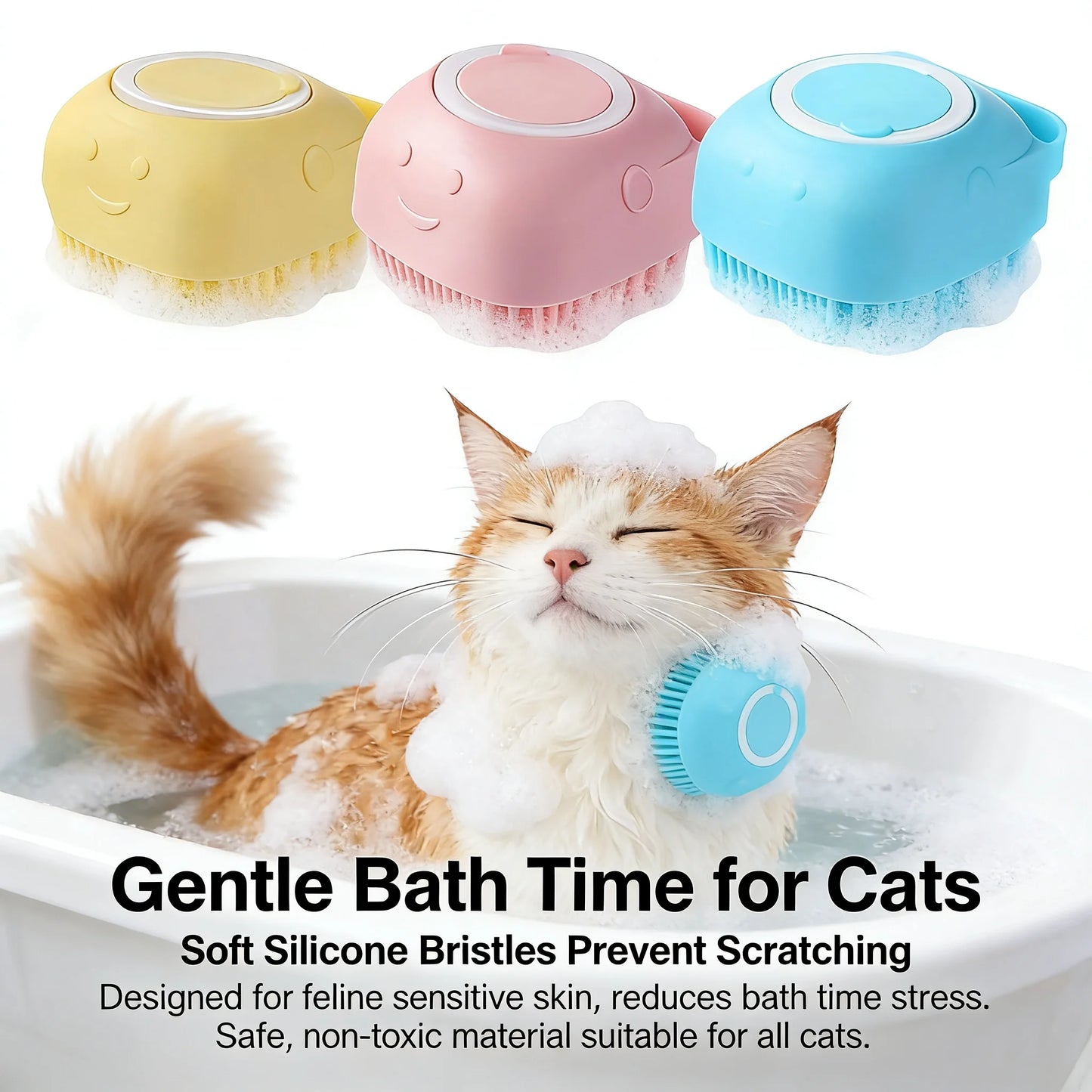 2-in-1 Pet Bath & Massage Brush – Silicone Shampoo Dispenser for Dogs & Cats
