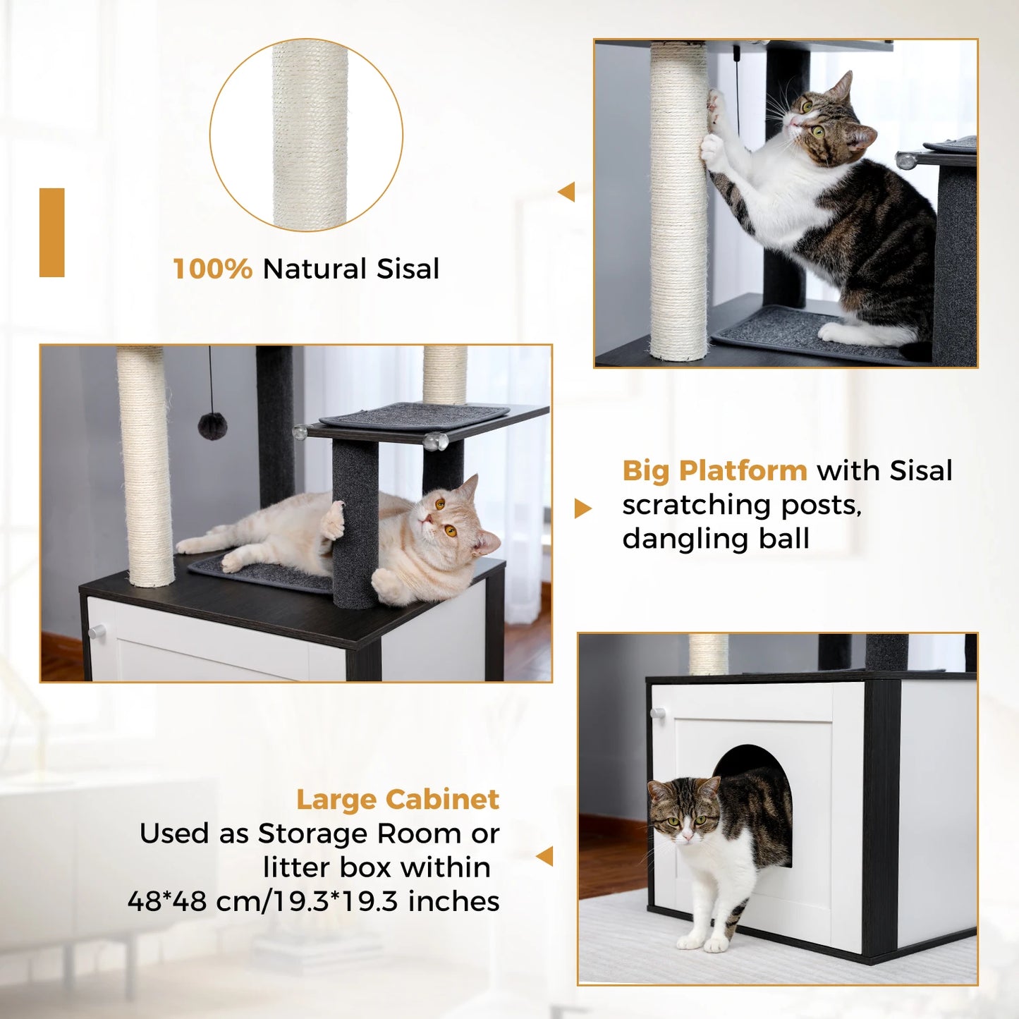 Multi-Level Cat Tree with Condo, Hammock & Scratching Posts