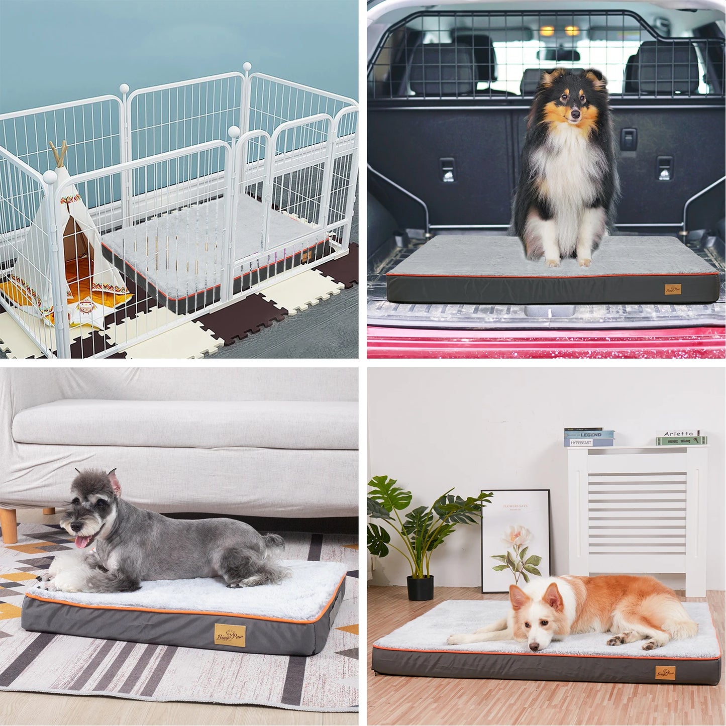 Orthopedic Memory Foam Dog Bed with Waterproof Washable Cover