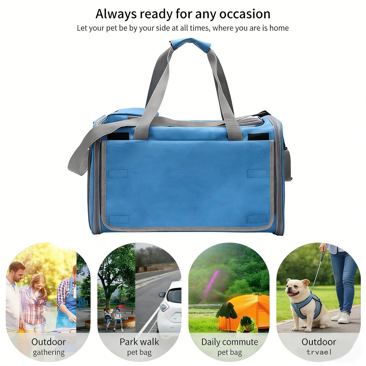 Expandable Pet Travel Carrier Bag with Breathable Transparent Design