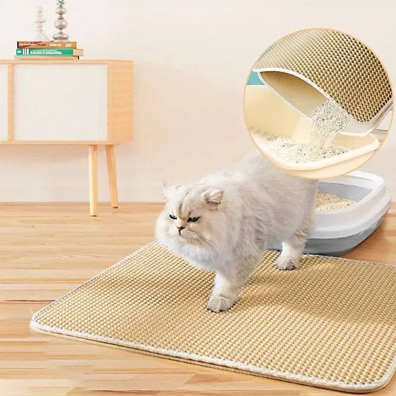 Non-Slip Double Layer Cat Litter Mat – Waterproof & Large