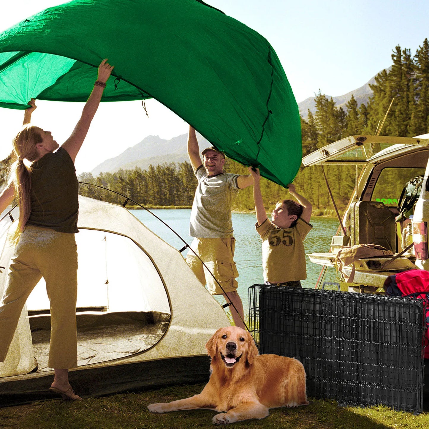 Foldable Dog Kennel with Tray – Indoor & Outdoor Use