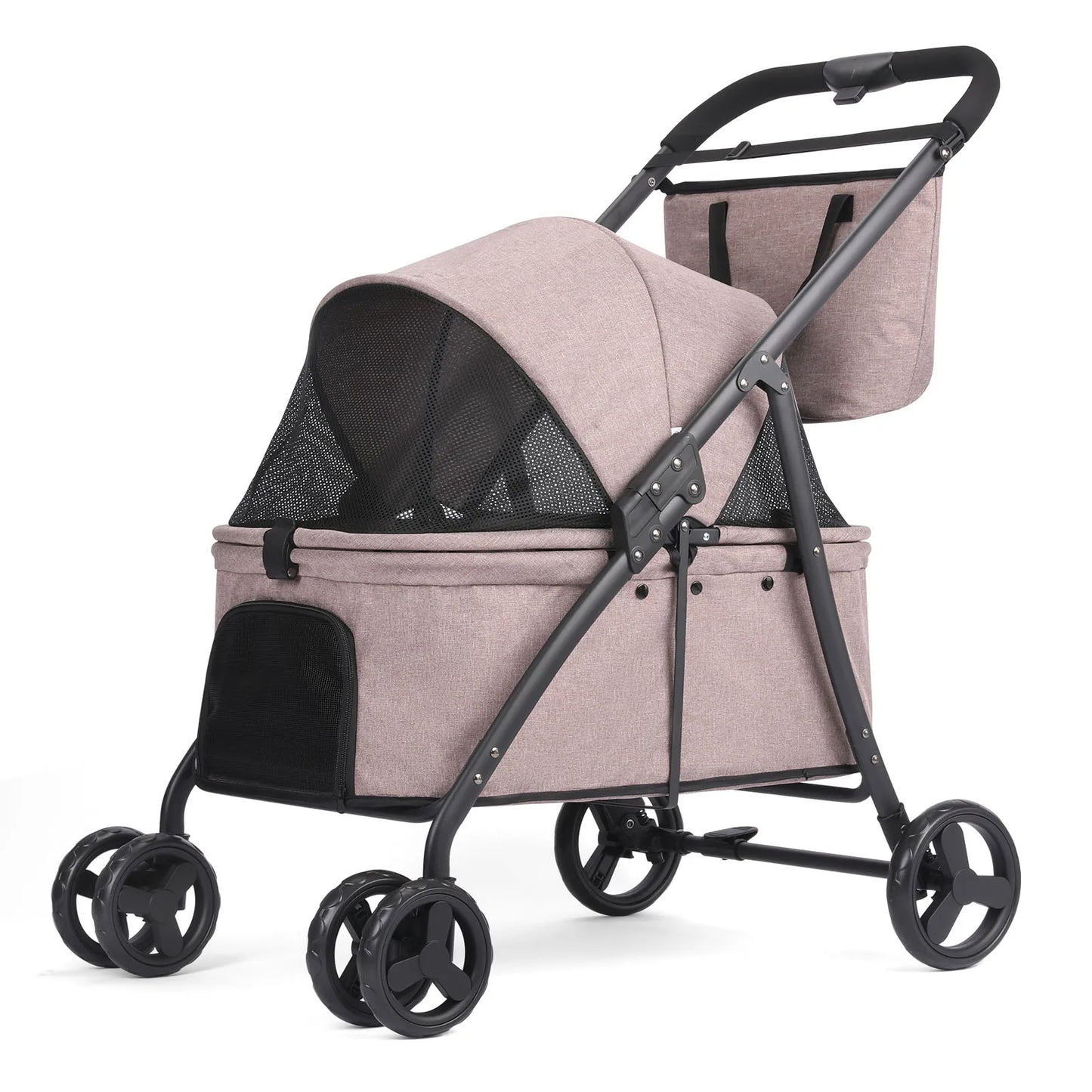 Foldable Pet Stroller – 4-Wheel Travel Buggy with Storage Bag for Dogs & Cats