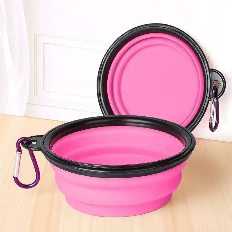 2-in-1 Collapsible Dog Travel Bowl – Double Folding Food & Water Bowl Portable Outdoor Feeder