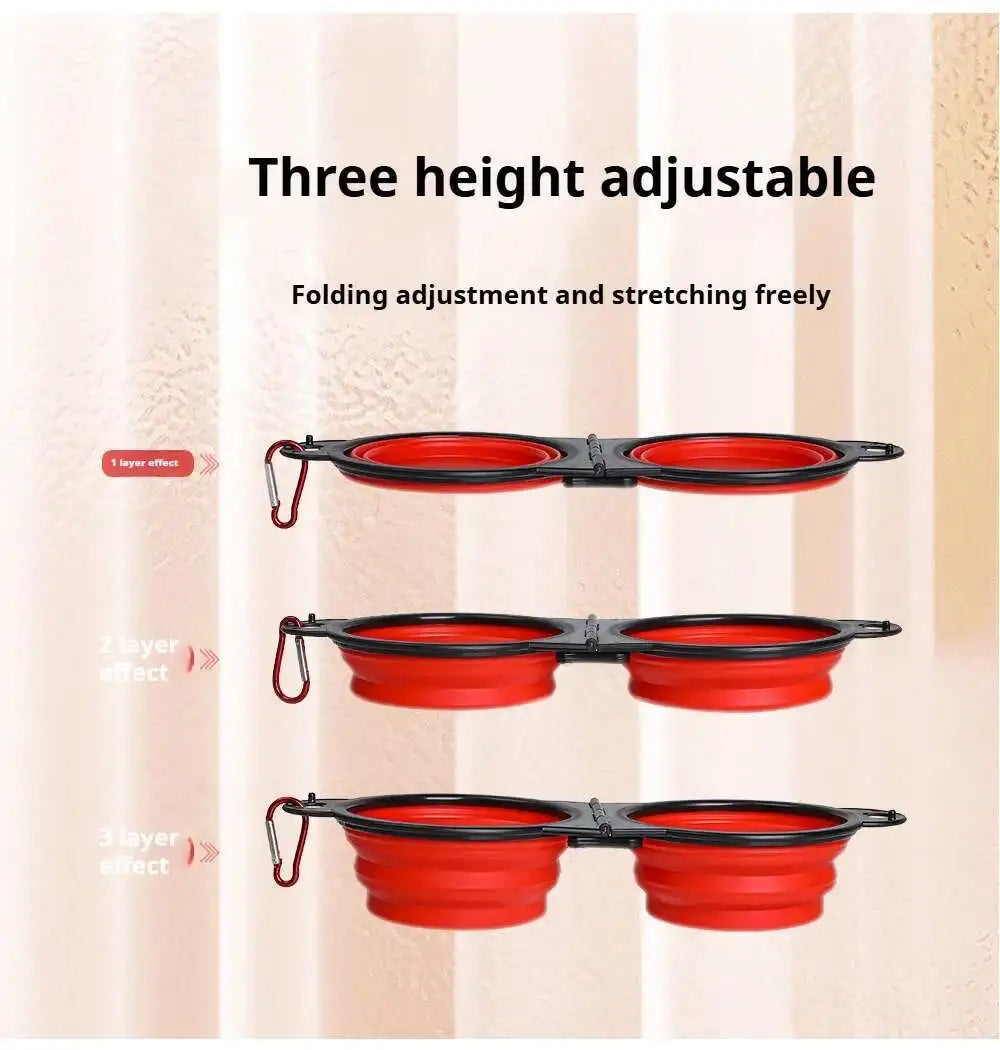 2-in-1 Collapsible Dog Travel Bowl – Double Folding Food & Water Bowl Portable Outdoor Feeder