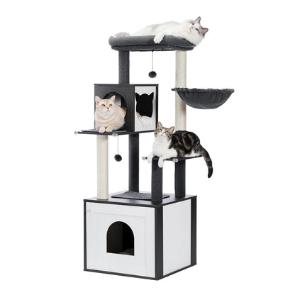 Multi-Level Cat Tree with Condo, Hammock & Scratching Posts