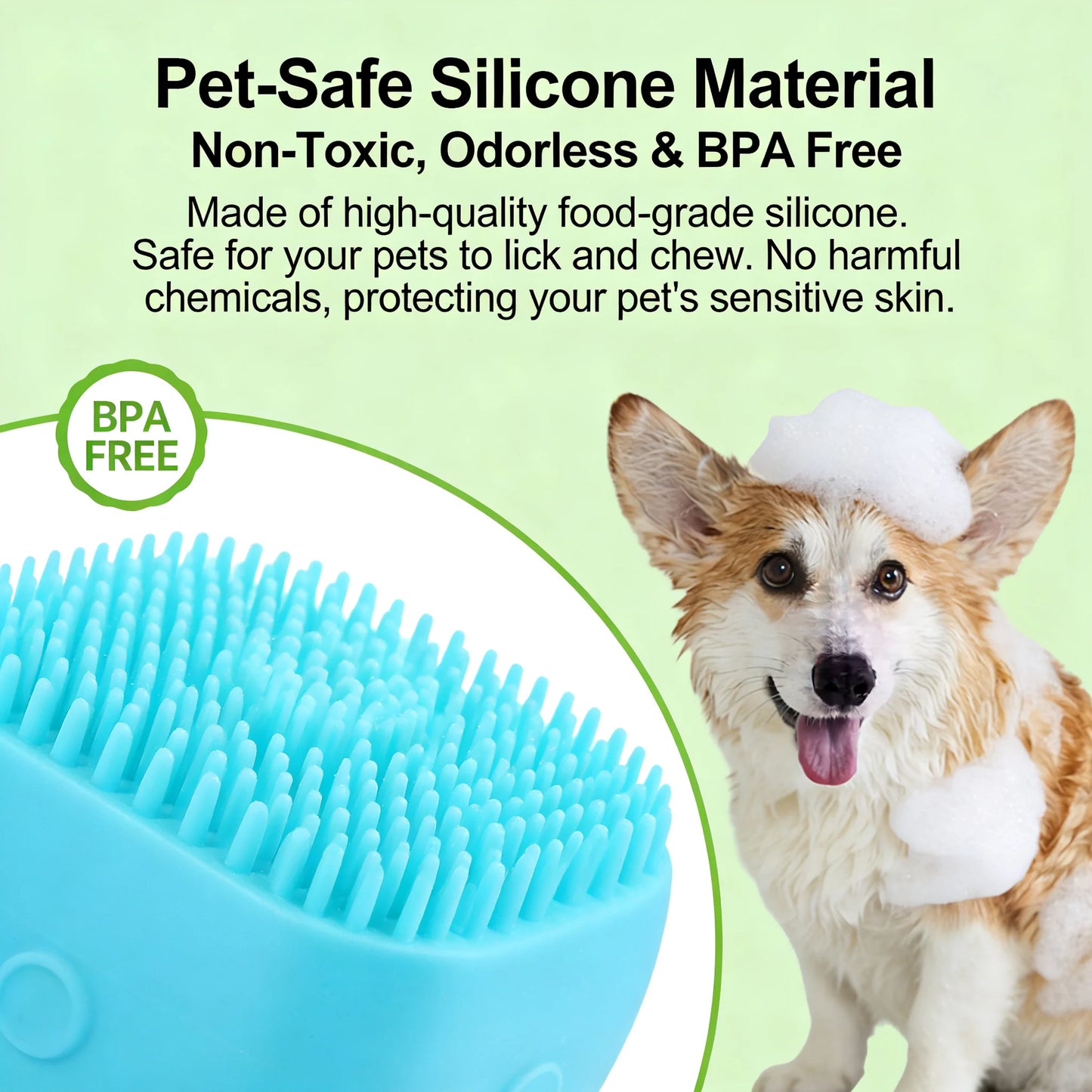 2-in-1 Pet Bath & Massage Brush – Silicone Shampoo Dispenser for Dogs & Cats