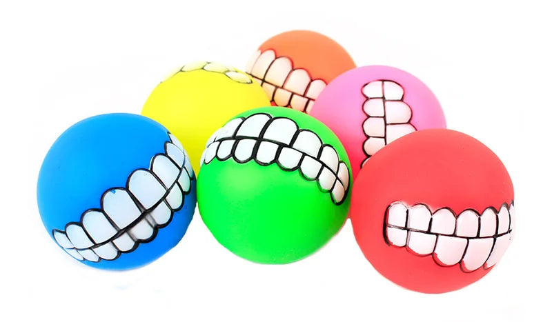 Rubber Dog Chew Toy – Squeaky Bite-Resistant Cleaning Ball for Small Dogs & Puppies