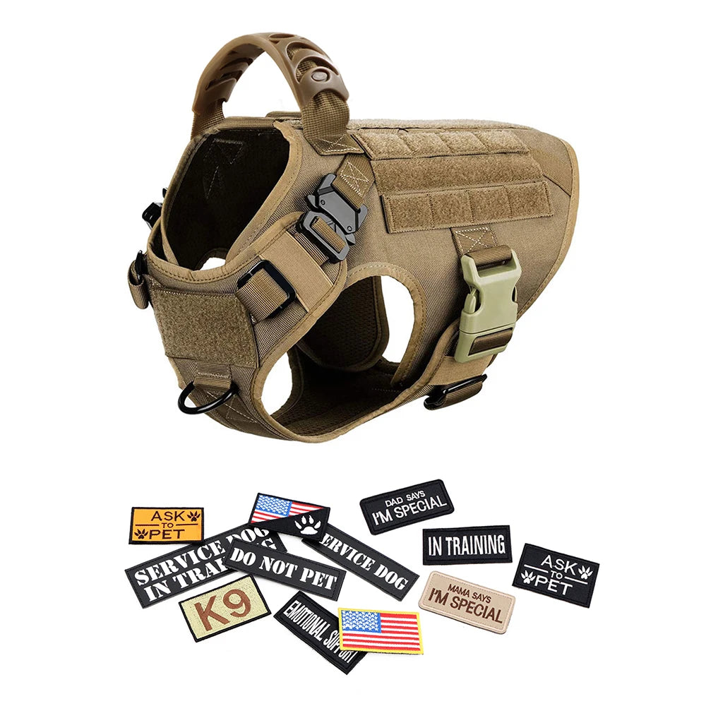 Tactical Dog Harness Set – Military Vest, Collar, Leash & Pouches