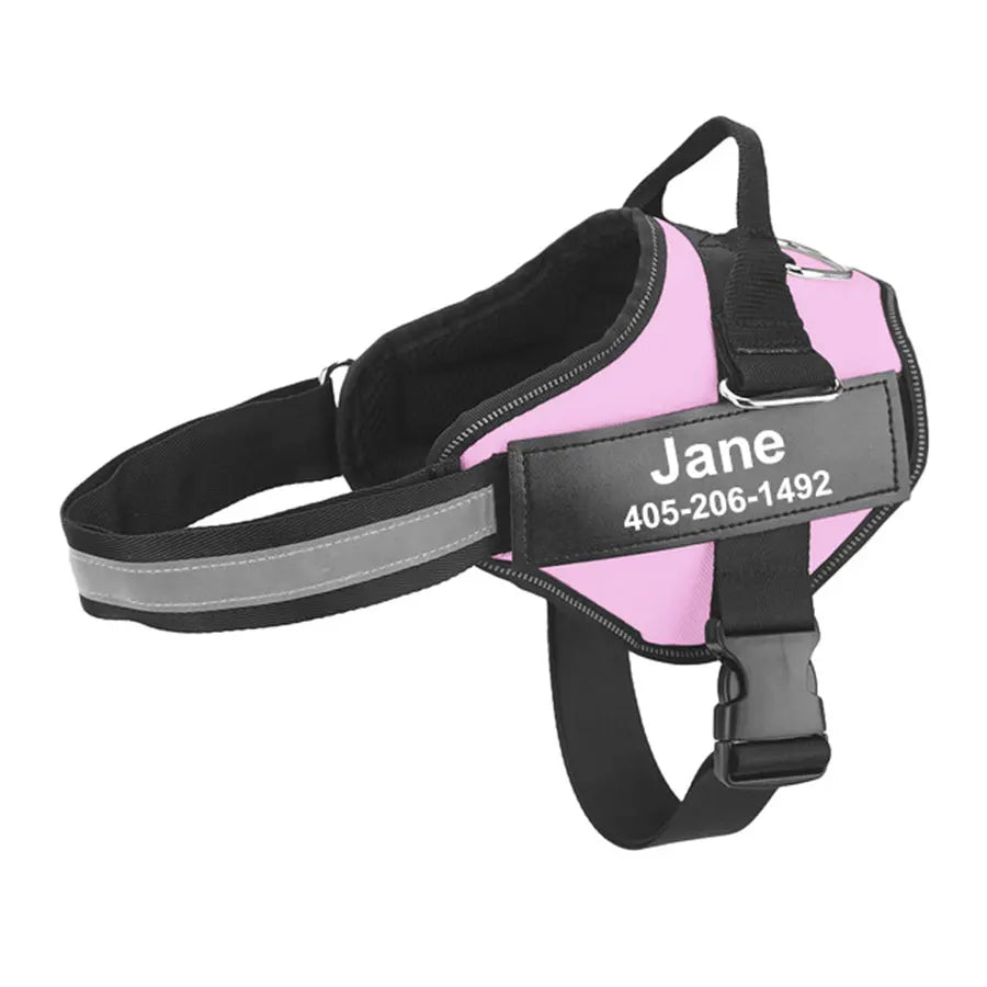 No-Pull Reflective Dog Harness – Adjustable Breathable Vest with Custom ID Patch