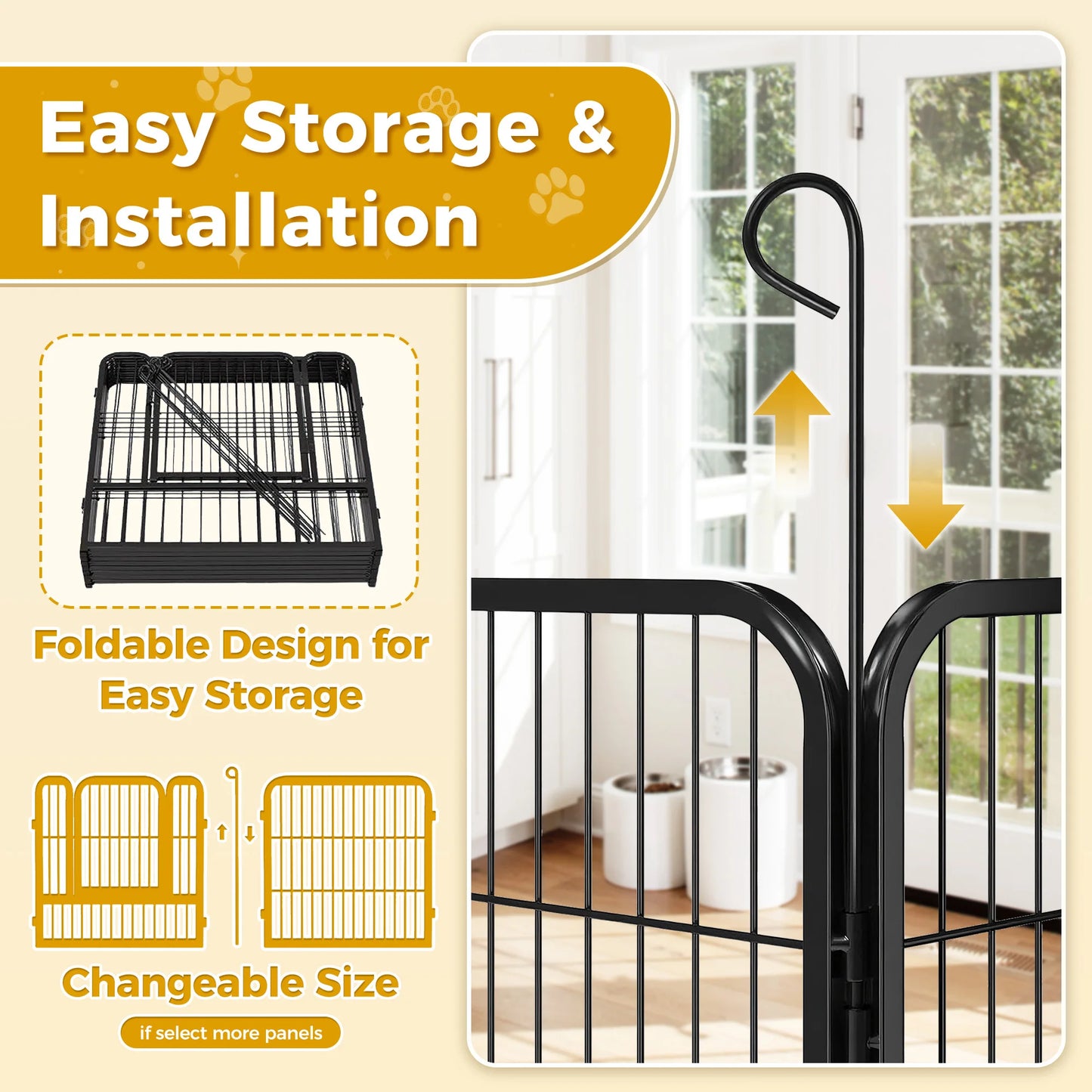 Foldable Metal Dog Playpen with Door – Indoor & Outdoor Puppy Fence