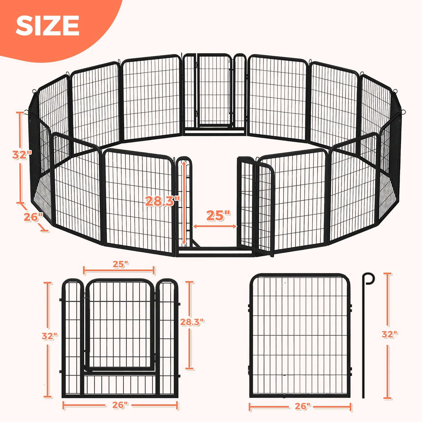 Foldable Metal Dog Playpen with Door – Indoor & Outdoor Puppy Fence