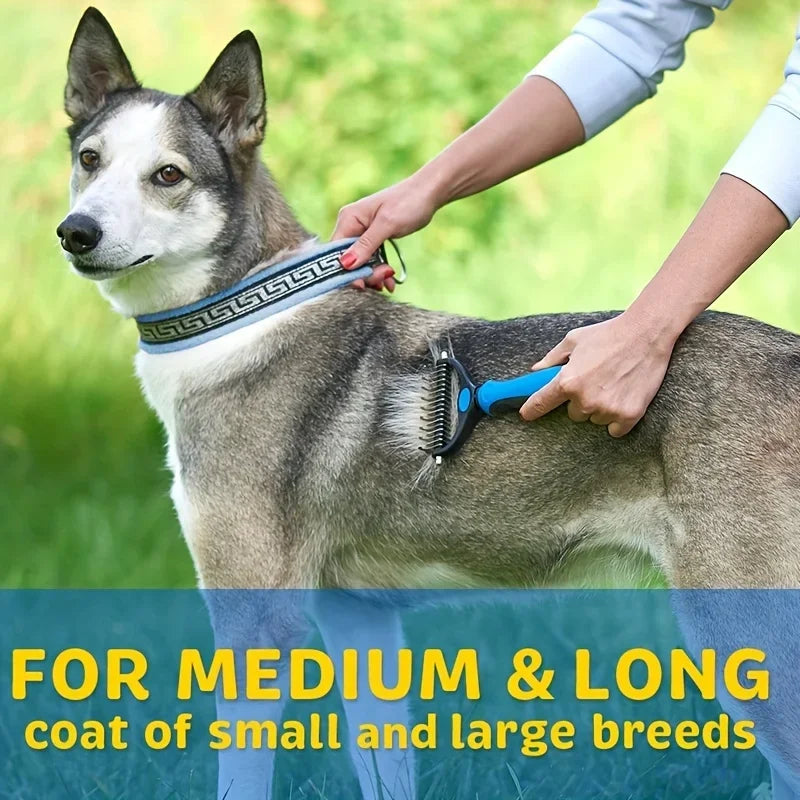 Cat Hair Removal Comb – Double-Sided Stainless Steel Grooming Brush for Cats & Dogs