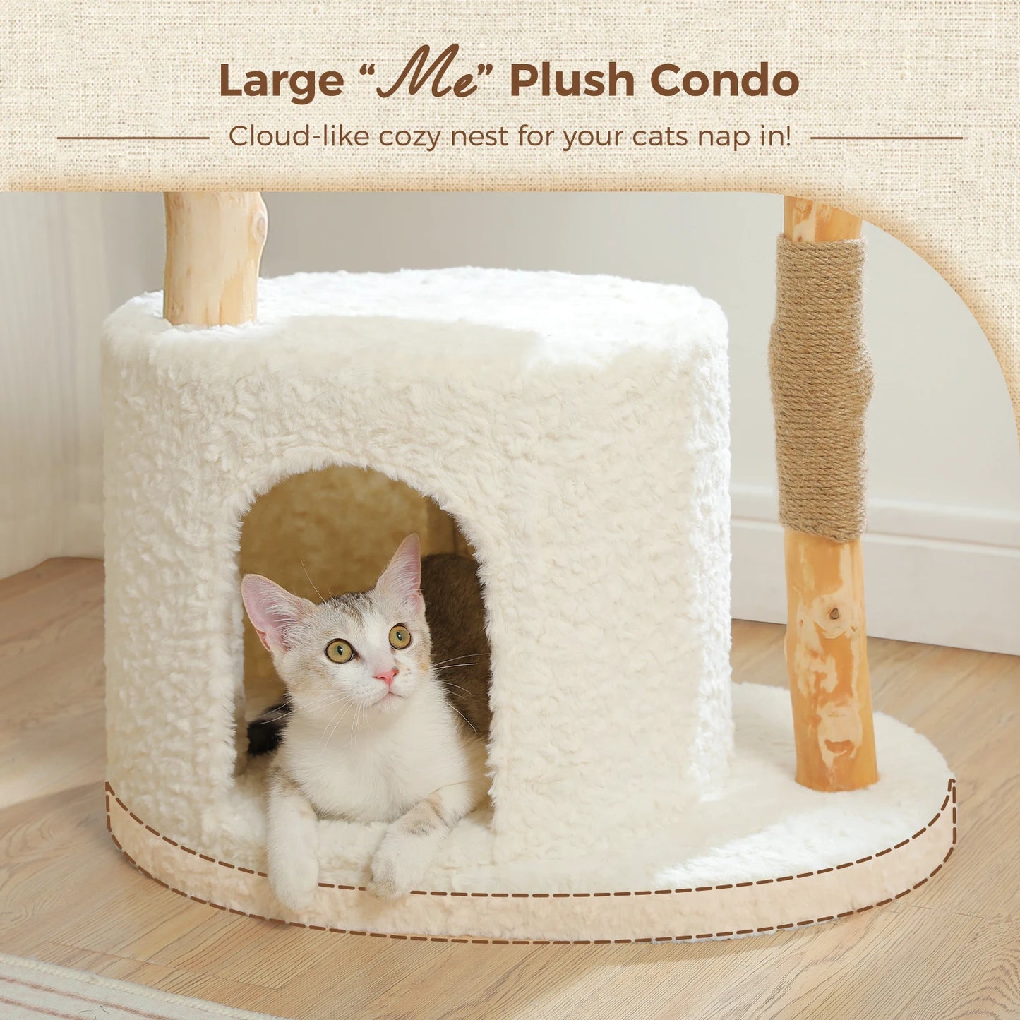 Modern Solid Wood Cat Tree – Spacious Tower with Condo, Perches & Interactive Toys