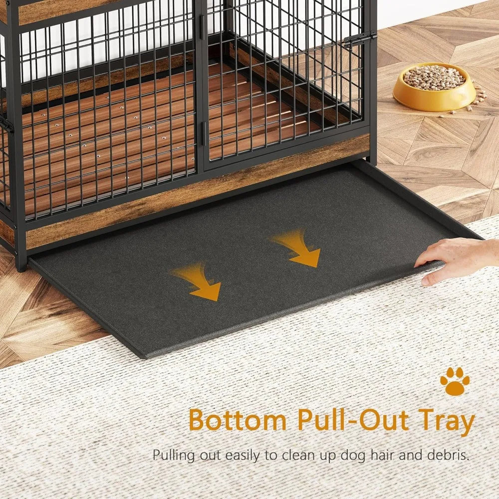 Large Wooden Dog Crate with Drawer – Heavy-Duty Indoor Cage