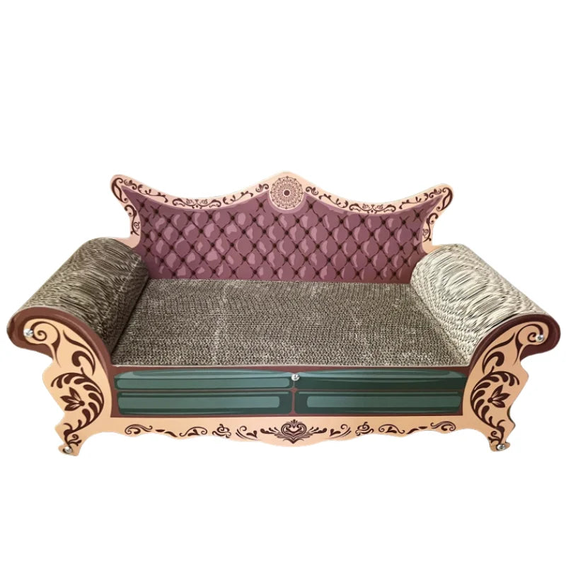 L-Shaped Cat Scratcher Bed with Built-In Lounge Nest