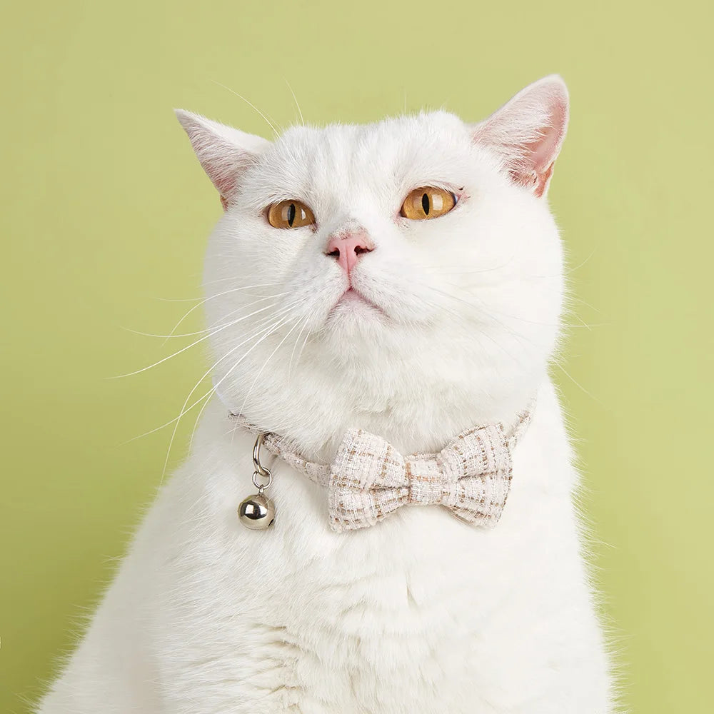 Adjustable Bow Tie Pet Collar with Bell for Cats & Small Dogs