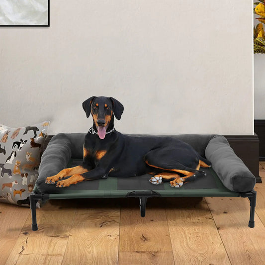 Elevated Dog Bed with Cooling Mesh & Plush Bolster Cushion