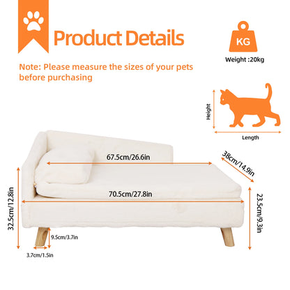 Nordic Elevated Pet Bed – Wooden Leg Sofa for Small Dogs & Cats