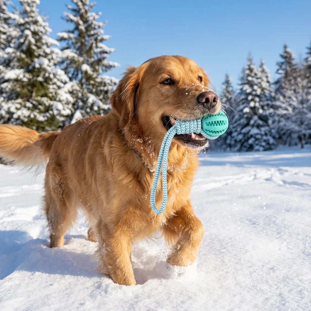 Cotton Rope & Rubber Dog Chew Ball – Treat Dispenser Toy for Boredom & Teething