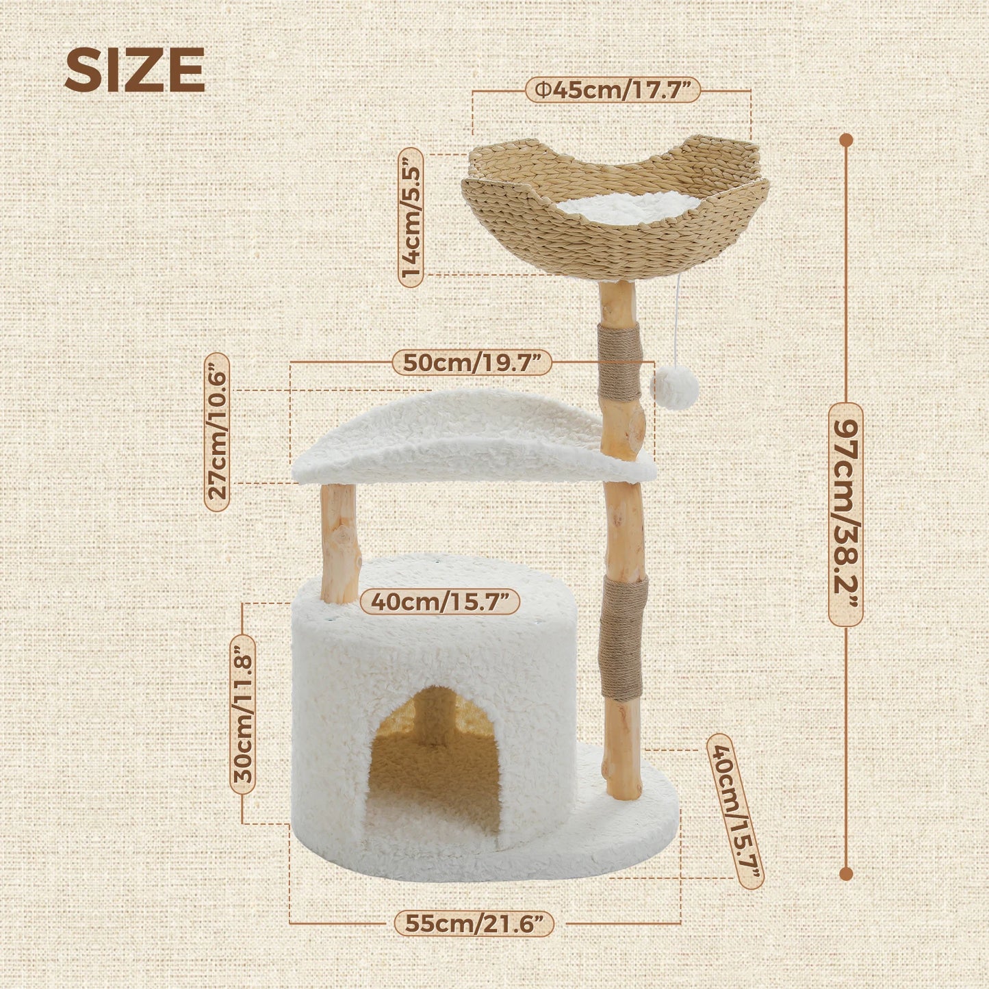 Modern Solid Wood Cat Tree – Spacious Tower with Condo, Perches & Interactive Toys