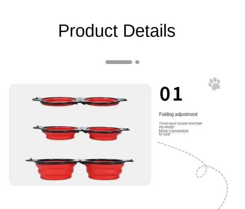 2-in-1 Collapsible Dog Travel Bowl – Double Folding Food & Water Bowl Portable Outdoor Feeder