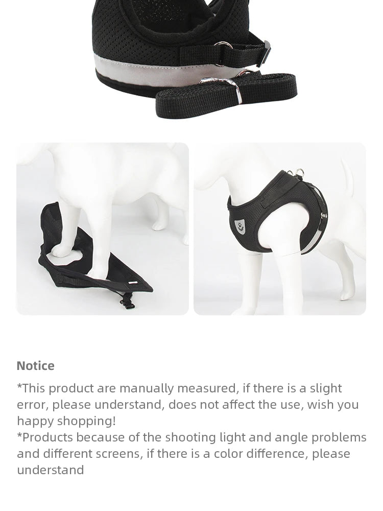 Reflective Dog Harness & Leash Set – Breathable Adjustable Vest for Easy Control
