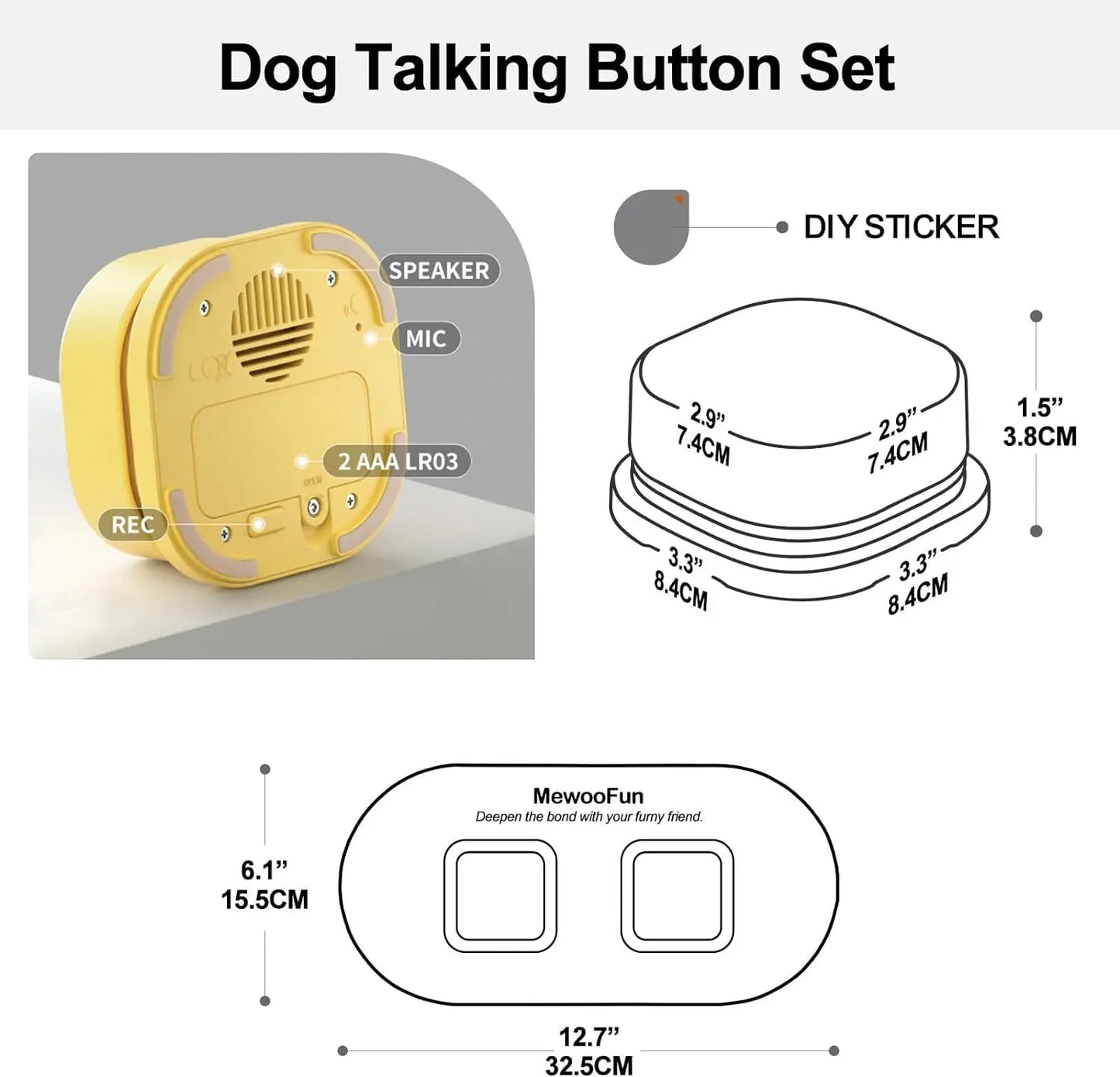 Mewoofun Pet Talking Buttons – Recordable Voice Training Toy